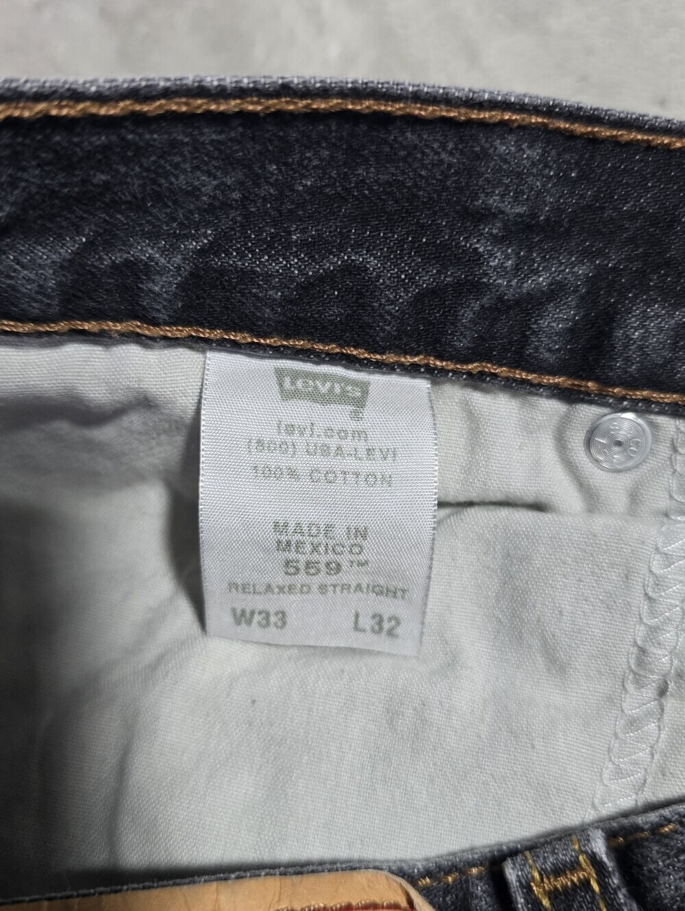 Levi's 559 Relaxed Straight Fit Jeans Men's 32x32 Black Wash Distressed Fade - Picture 7 of 11